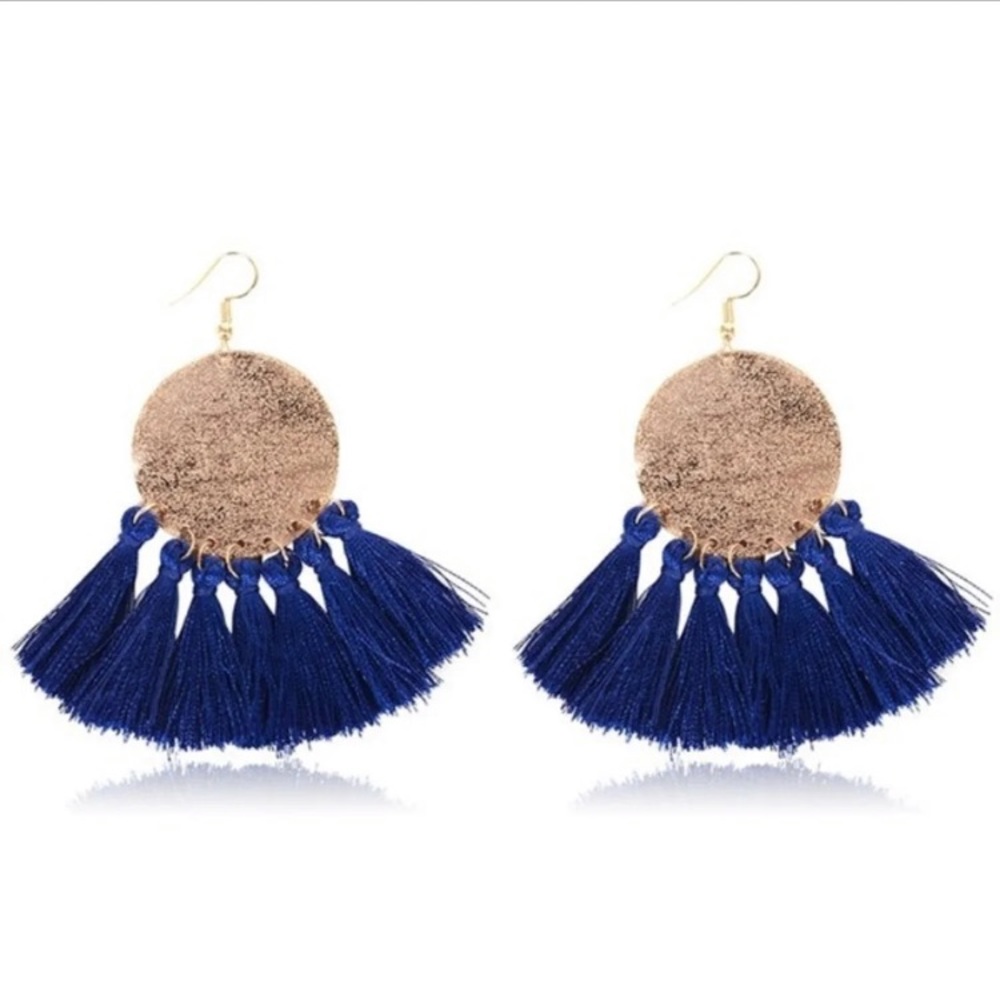blue tassel earrings